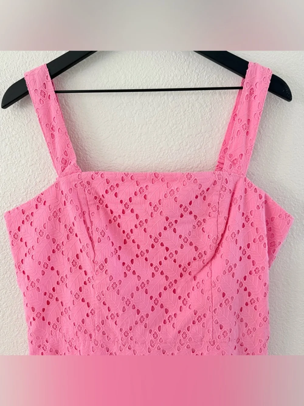 Draper James Women's Embroidered Sleeveless‎ Mini Sachet Pink Eyelet Dress Sz 12